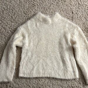 Justice Cream Fuzzy Mock Turtleneck Sweater